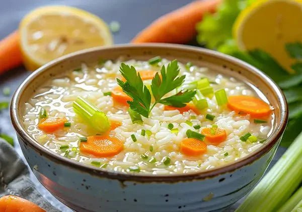 Zesty Greek Chicken, Lemon, and Rice Soup