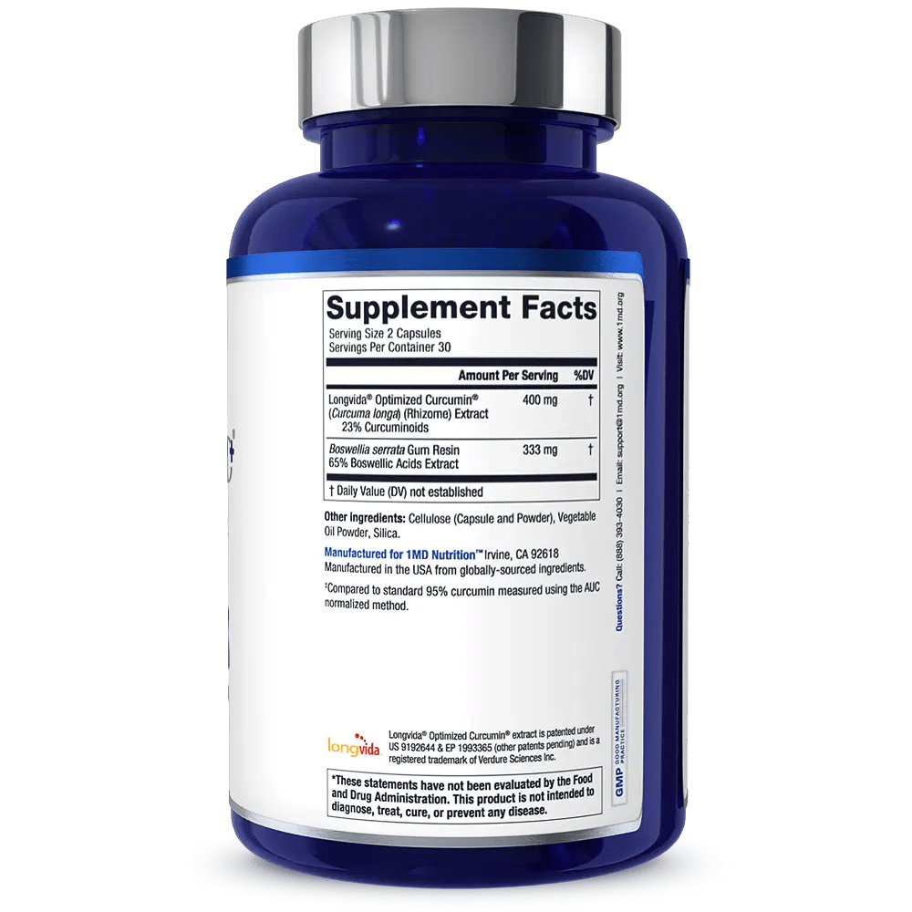 1MD Nutrition CurcuminMD Plus bottle render supplement facts side