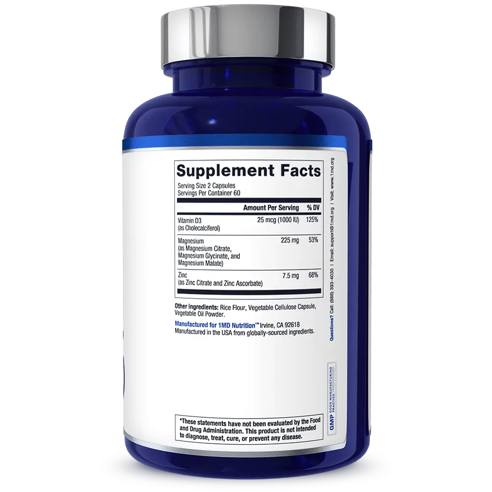1MD Nutrition MagMD Plus bottle render supplement facts side