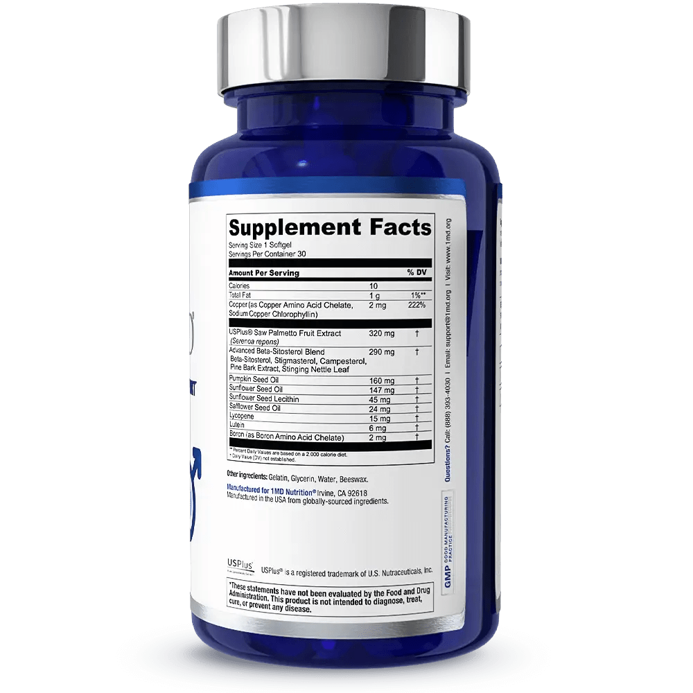 1MD Nutrition ProstateMD bottle render supplement facts side