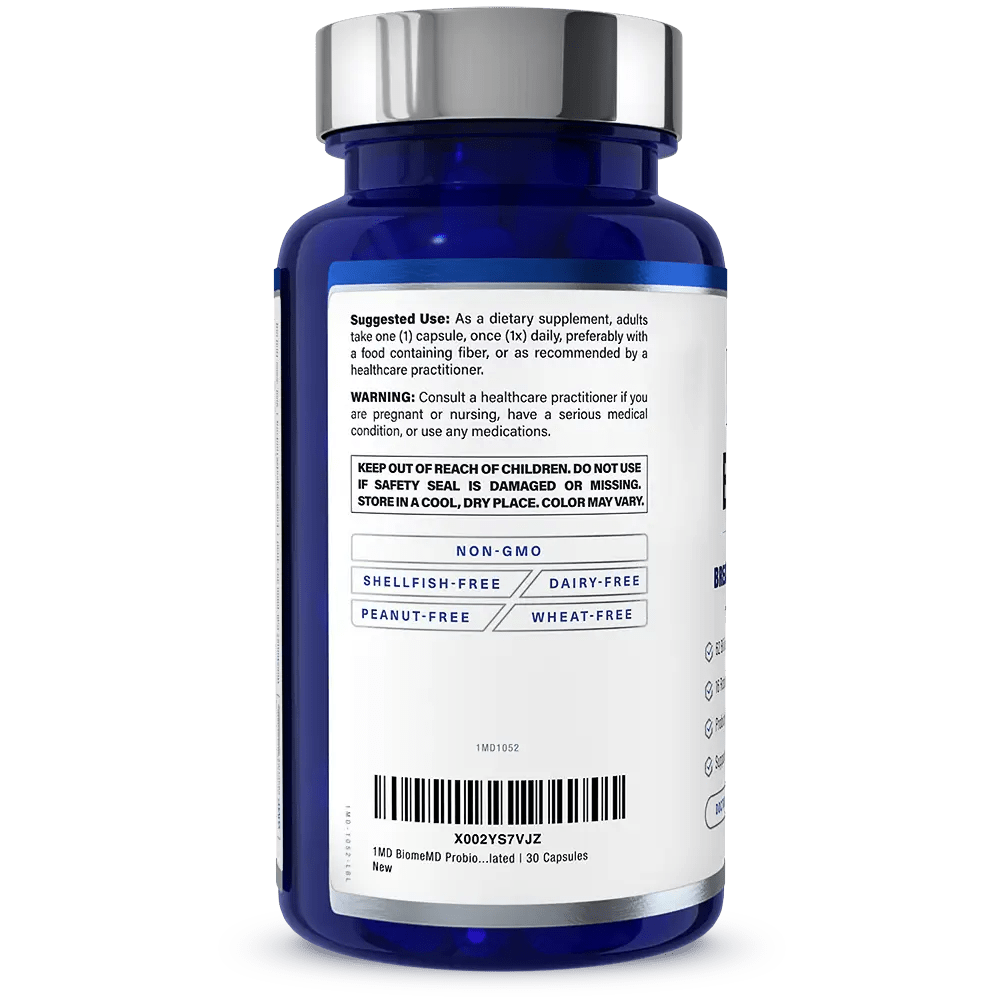 1MD Nutrition BiomeMD for Women bottle render barcode side