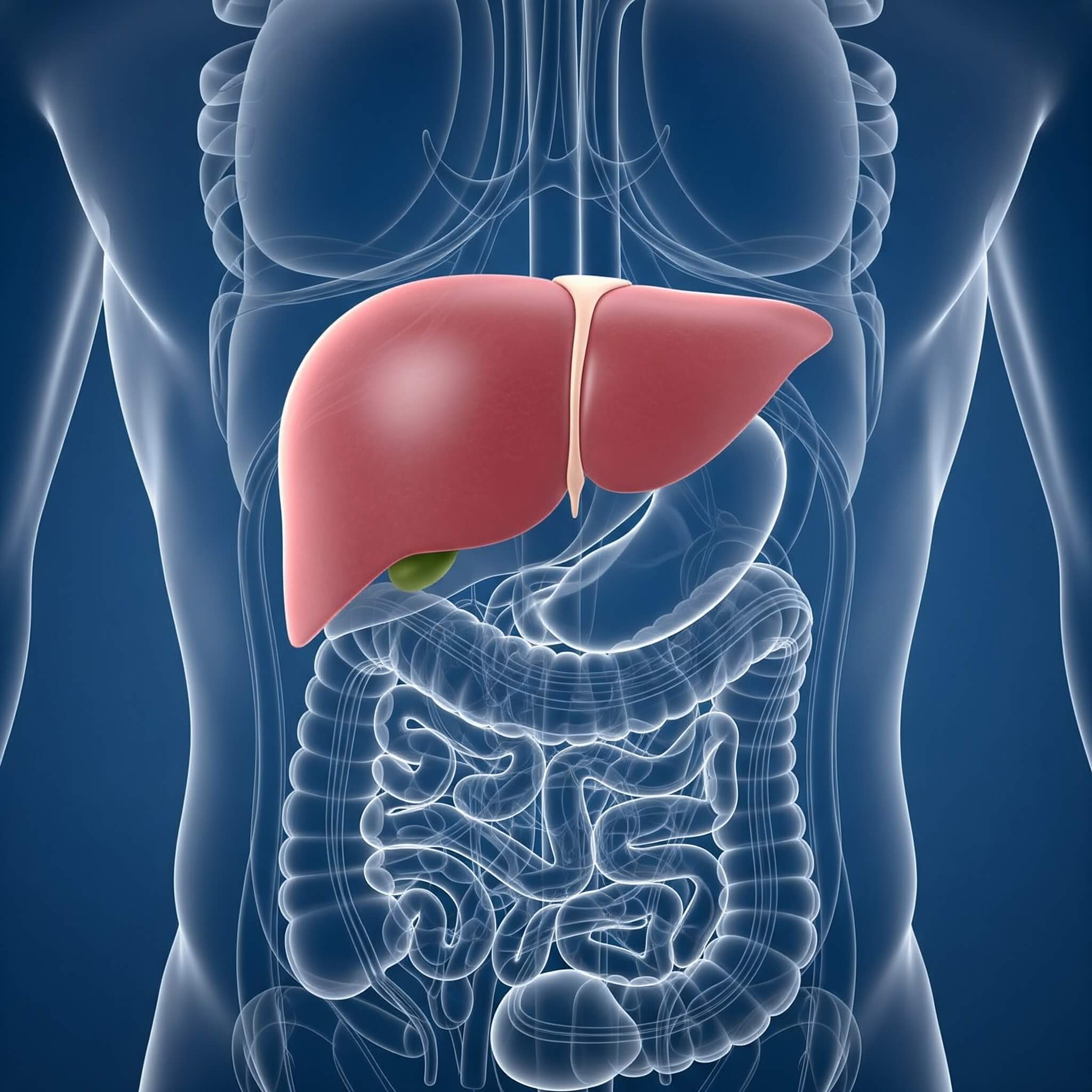 Image showing the location of the liver in the human body