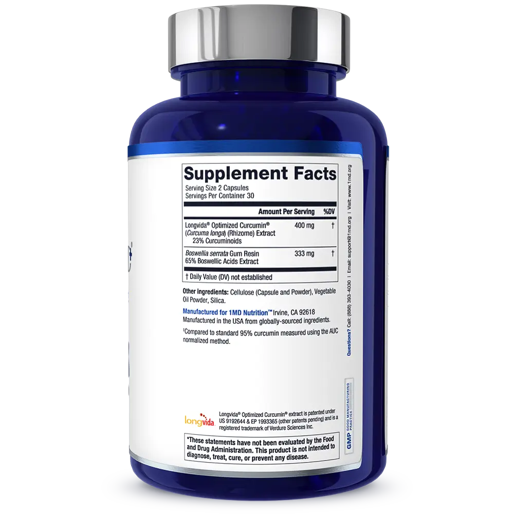 1MD Nutrition CurcuminMD Plus bottle render supplement facts side