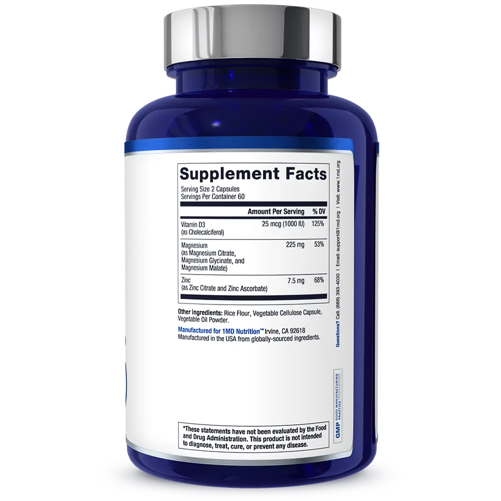 1MD Nutrition MagMD Plus bottle render supplement facts side