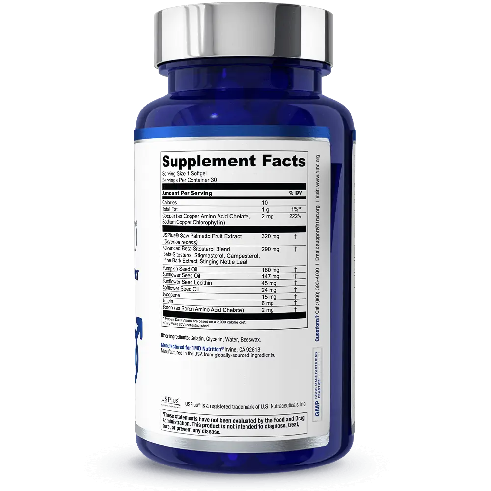 1MD Nutrition ProstateMD bottle render supplement facts side