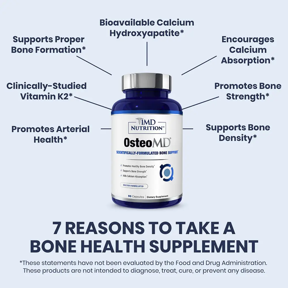 1MD Nutrition OsteoMD bottle render and 7 reasons to take a bone health supplement