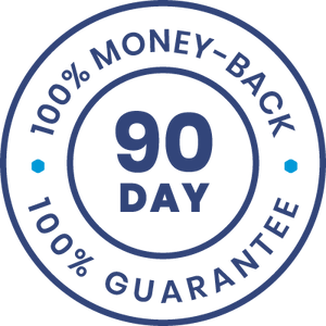 90-Day 100% Money-Back large circular seal