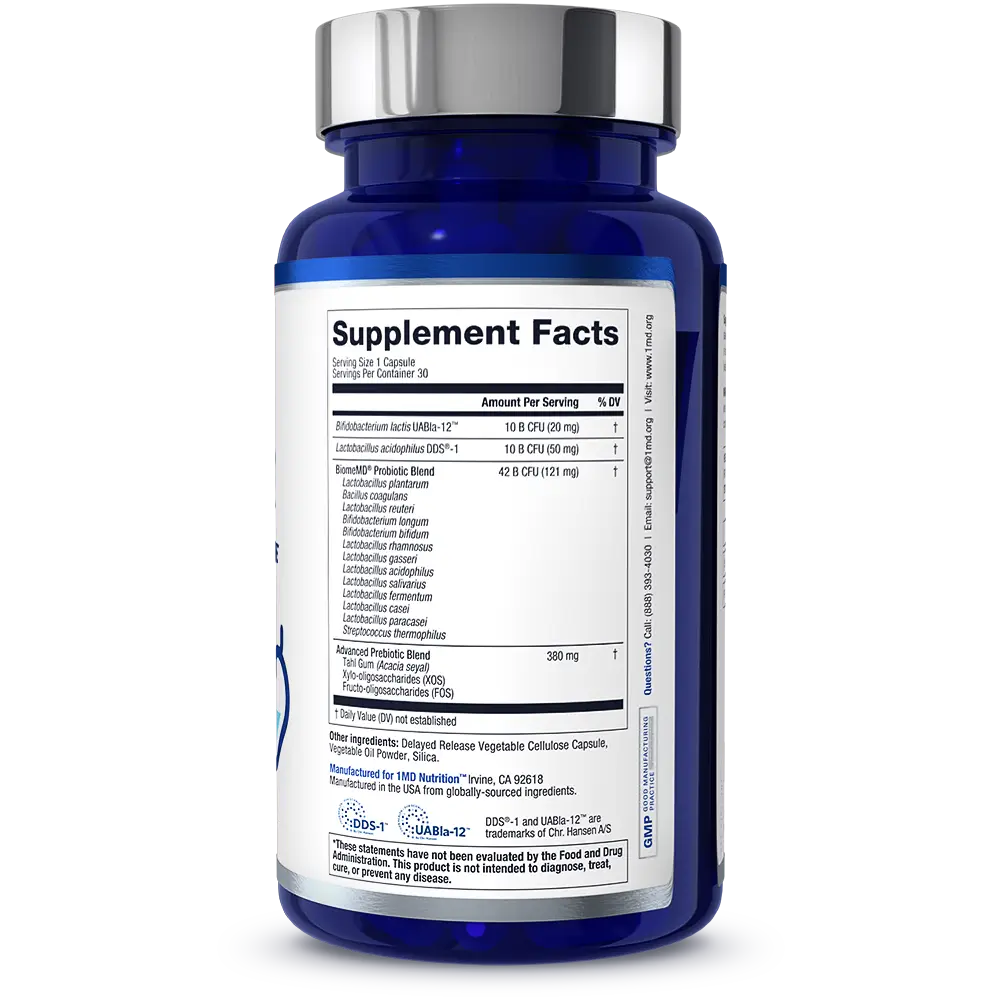 1MD Nutrition BiomeMD bottle render supplement facts side