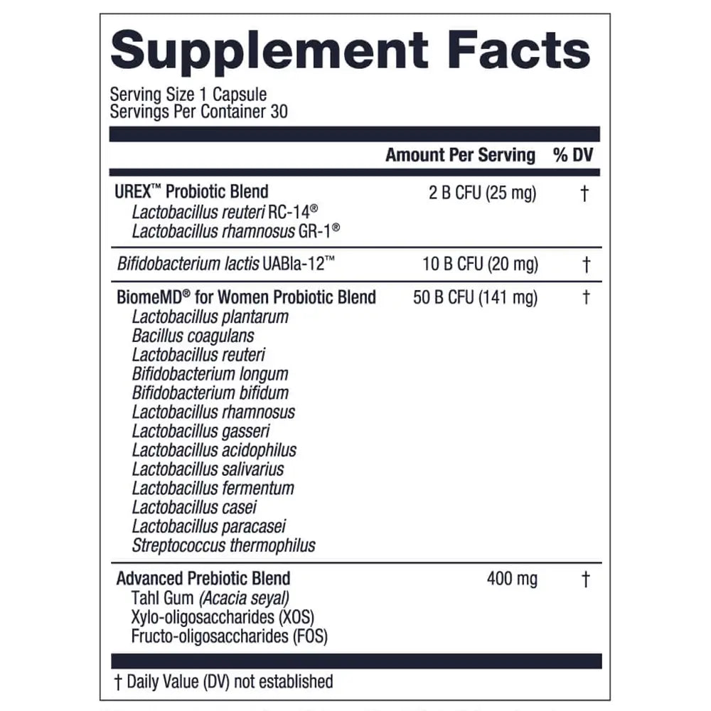 1MD Nutrition BiomeMD for Women supplement facts