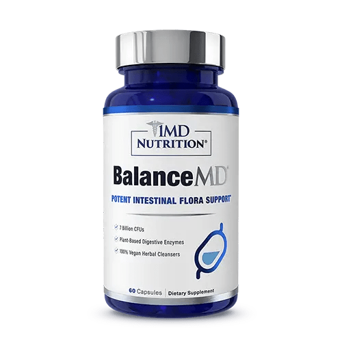 1MD Nutrition BalanceMD 60-capsule bottle for intestinal flora support with 7 billion CFUs